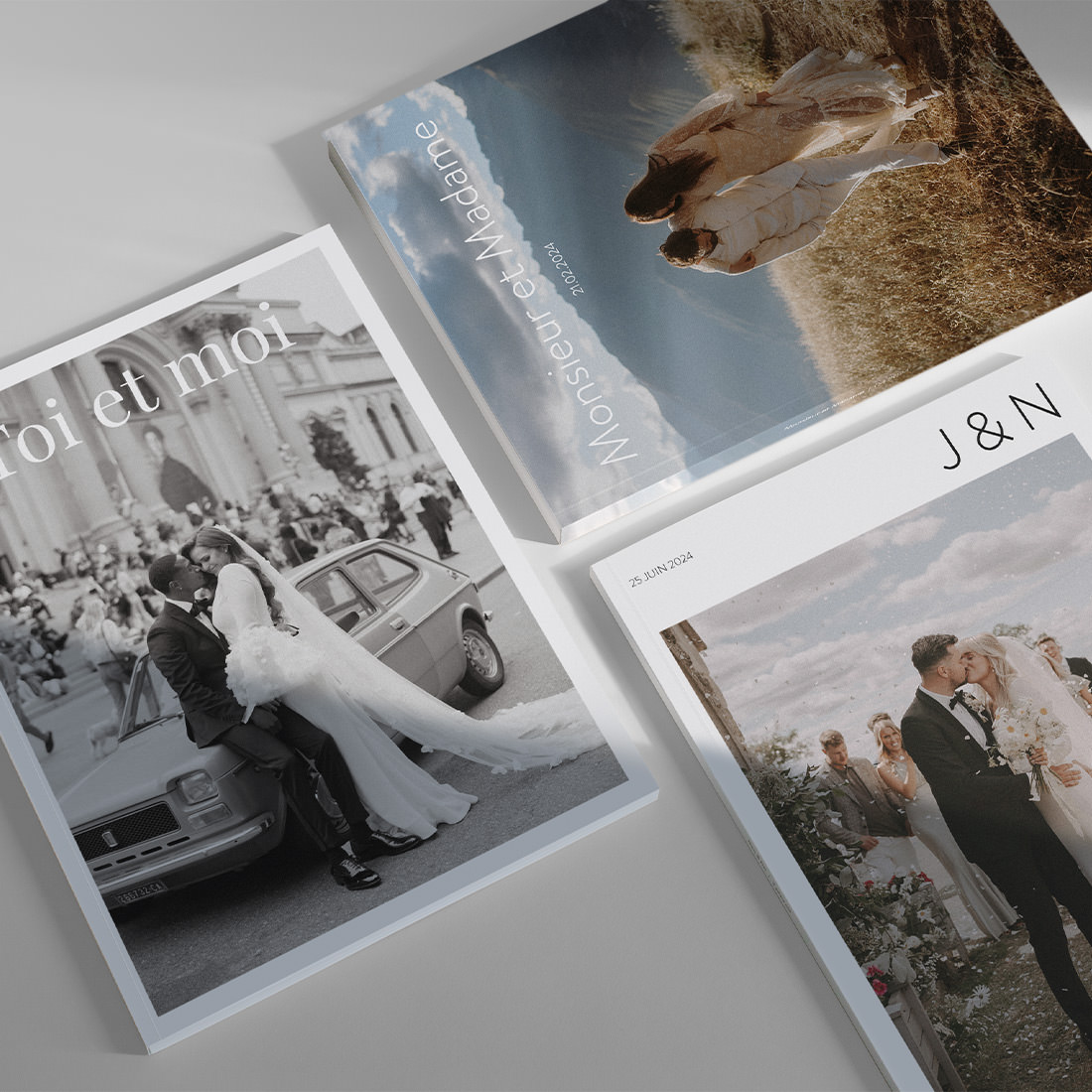Trois magazines de mariage présentés avec leurs couvertures