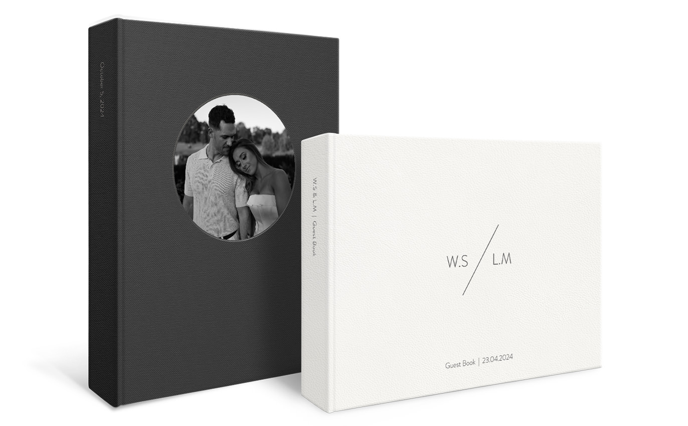 Two Wedding Guest Books in different orientations