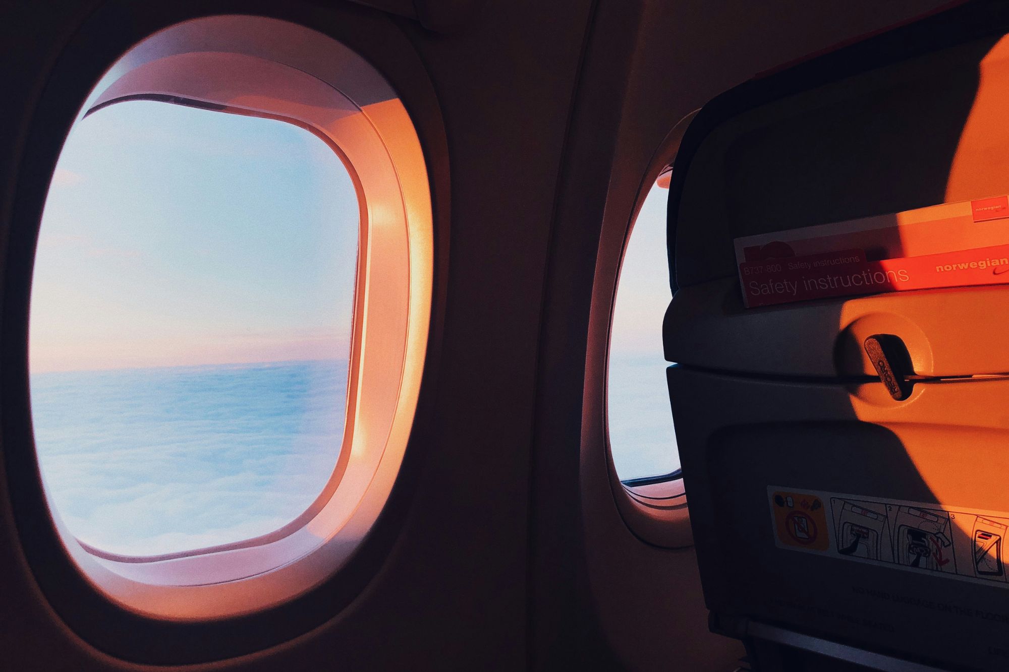 Sunset view from window of plane