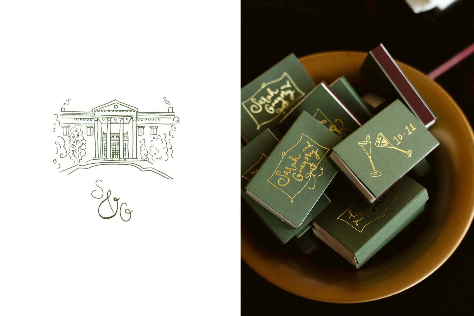 Briquets de mariage ornés du logo des mariés