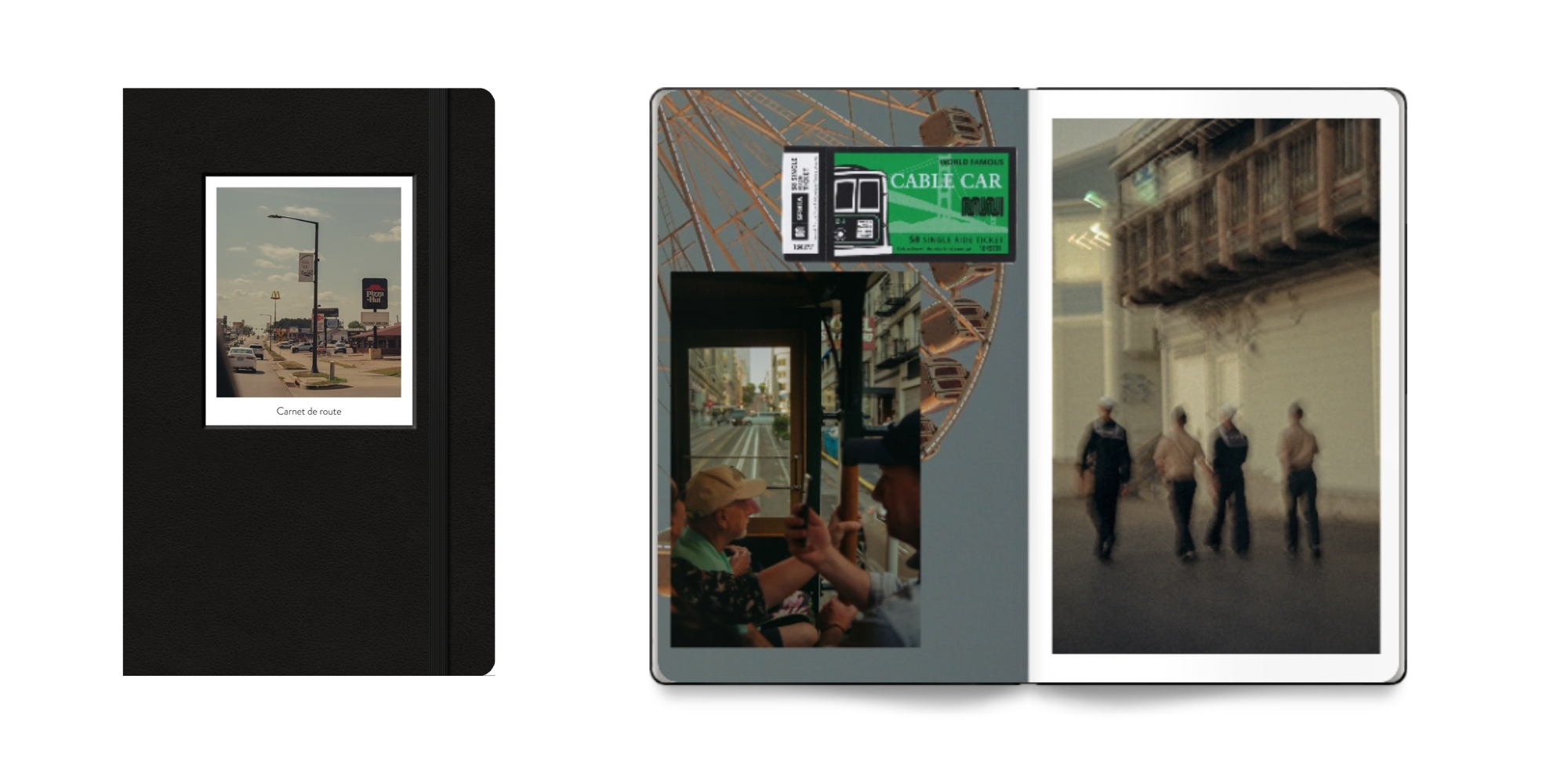 Open Portrait Moleskine Photo Book titled Carnet de route.