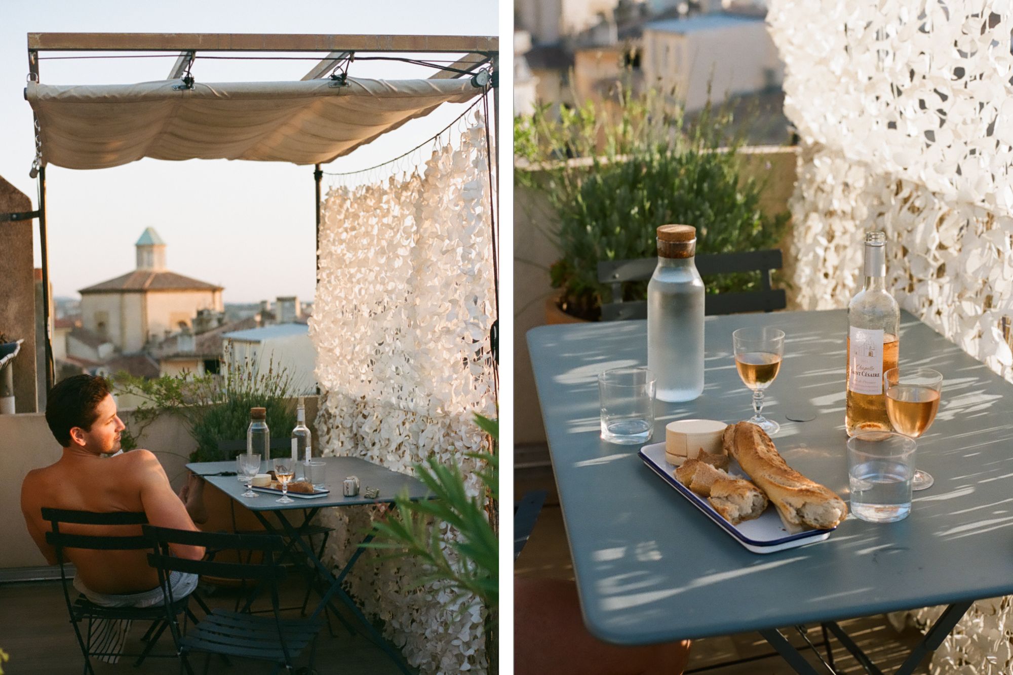 Holiday pictures of man on balcony