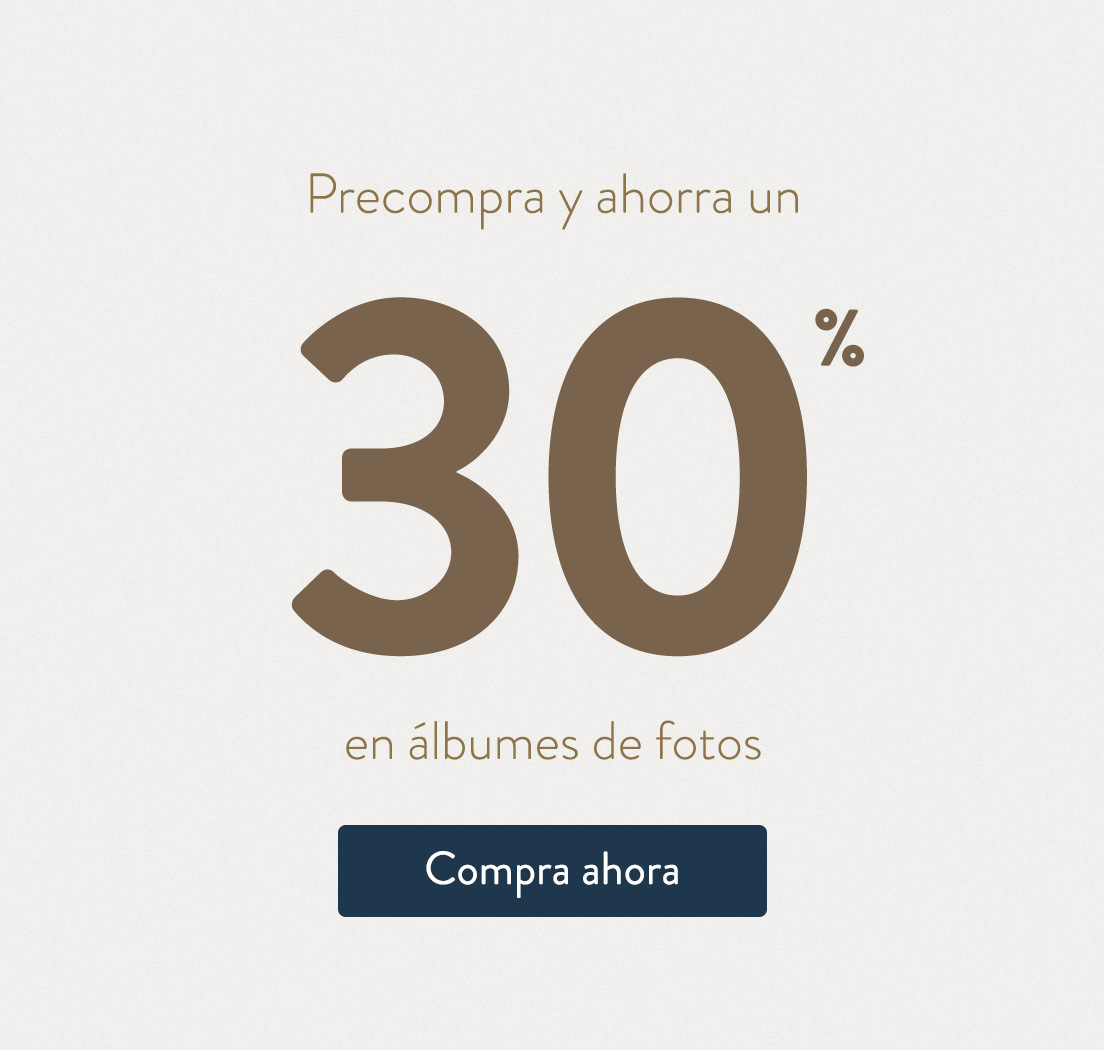 Compre por adelantado y ahorre un 30 % en álbumes de fotos. Compre ahora.