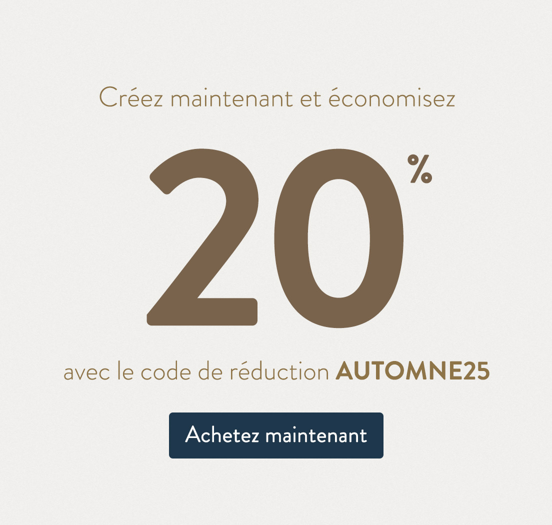 Créez dès maintenant et économisez 20 % avec le code AUTOMNE25 lors du paiement. Achetez dès maintenant.