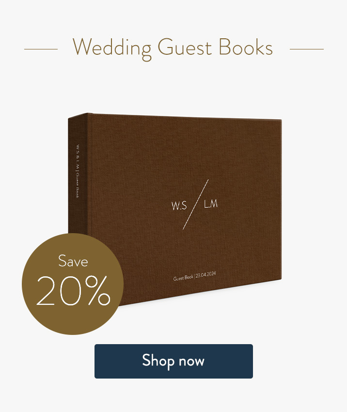 Save 20% on Wedding Guest Books. Shop now.