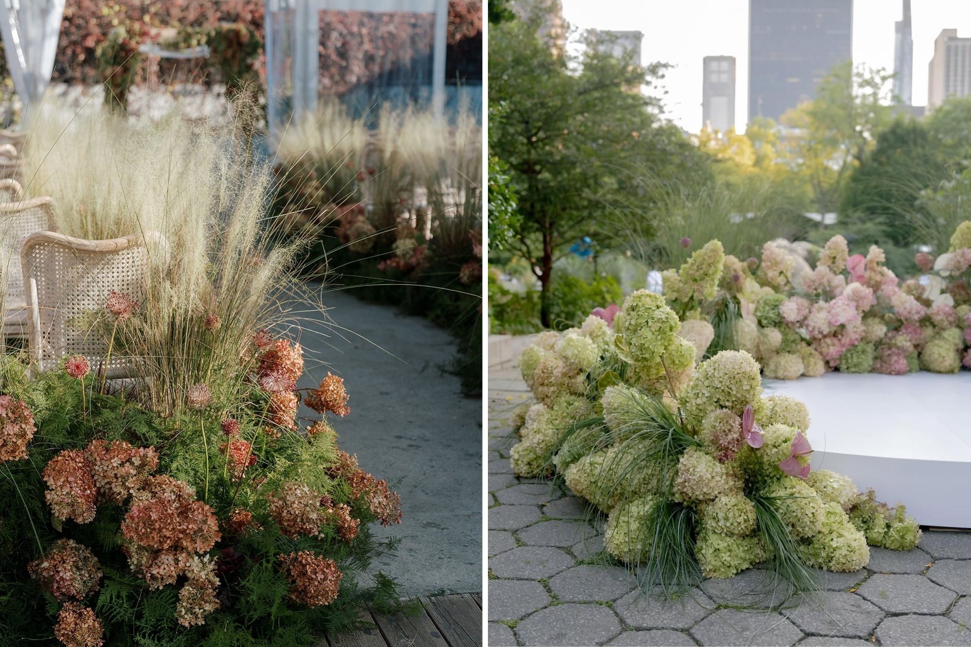 Flowers on the ground in an artistic arrangement