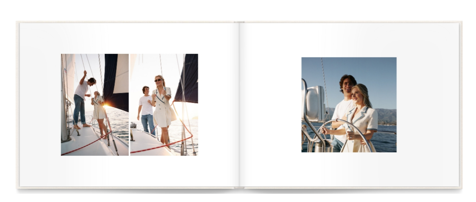 Couple playing on boat