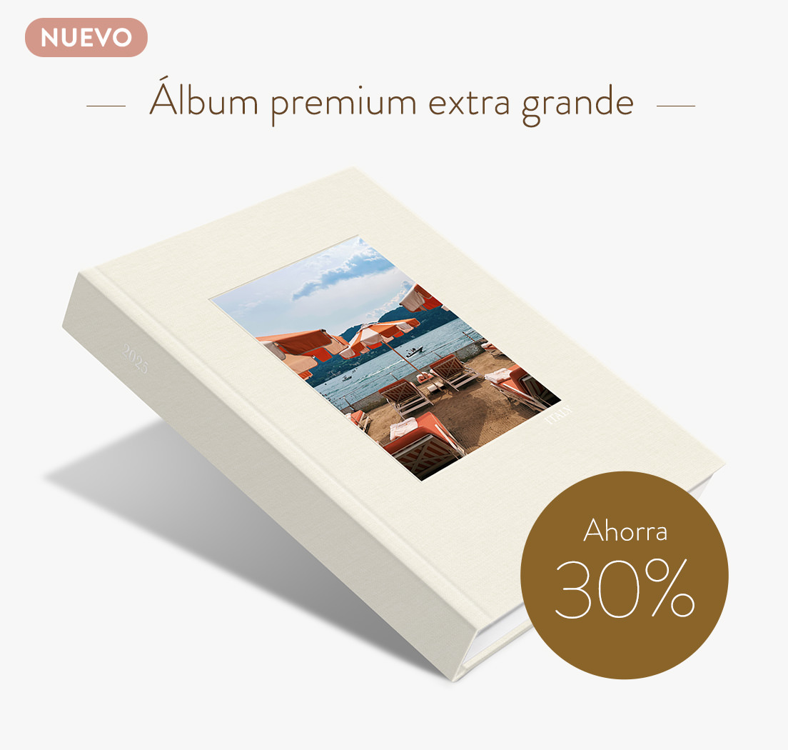 Ahorre un 30% en álbumes de fotos premium extragrandes.