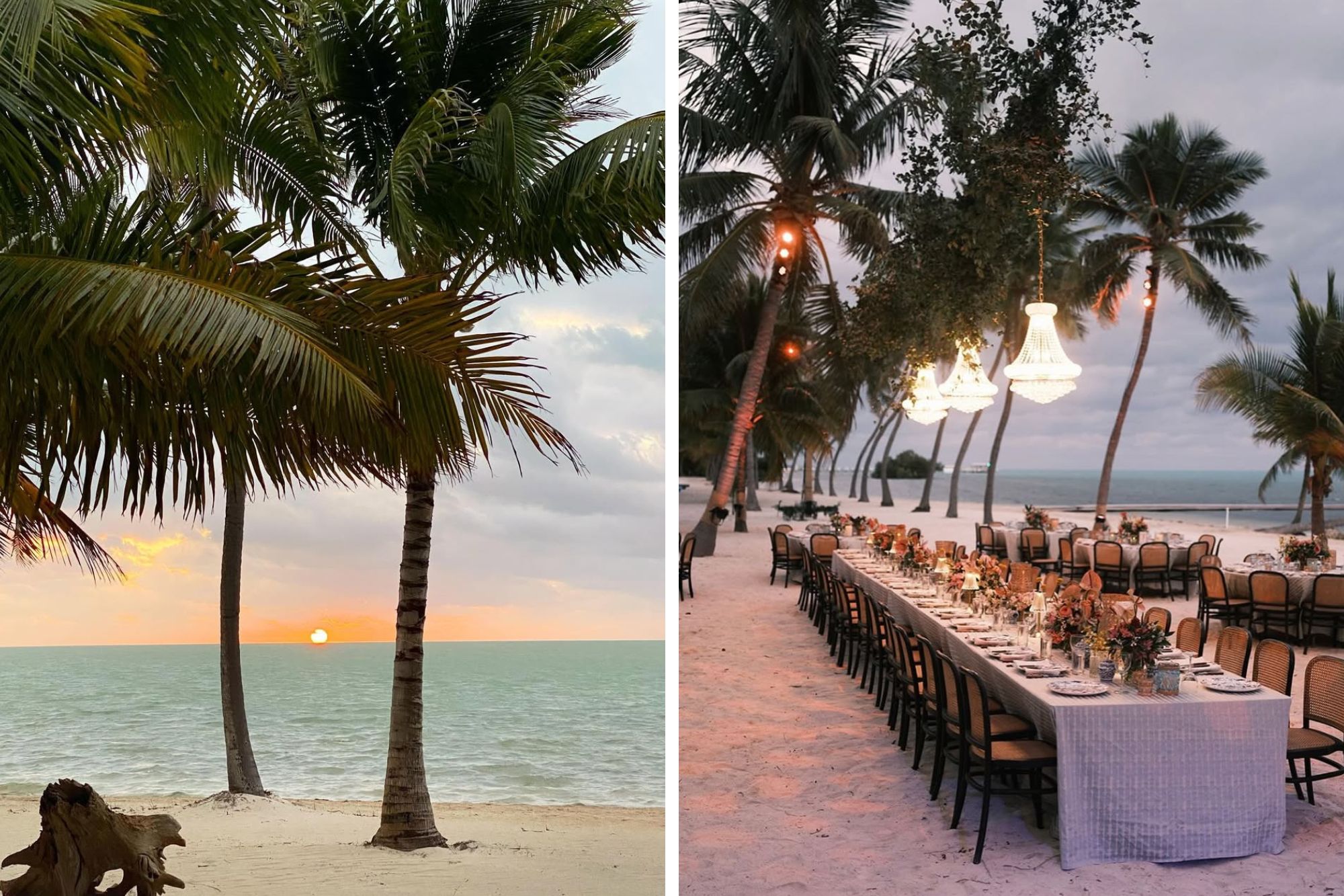 Beach and sunset table