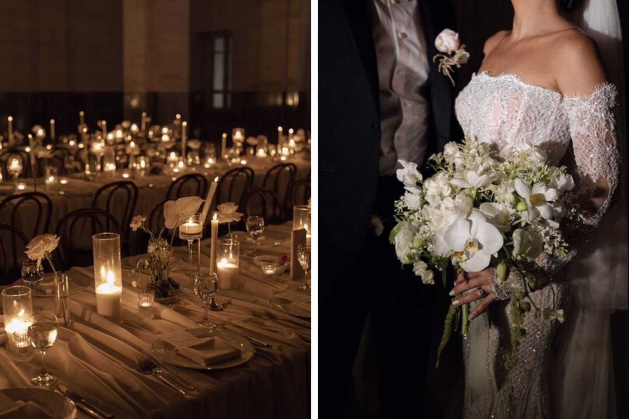 Table arrangment and flower with bride