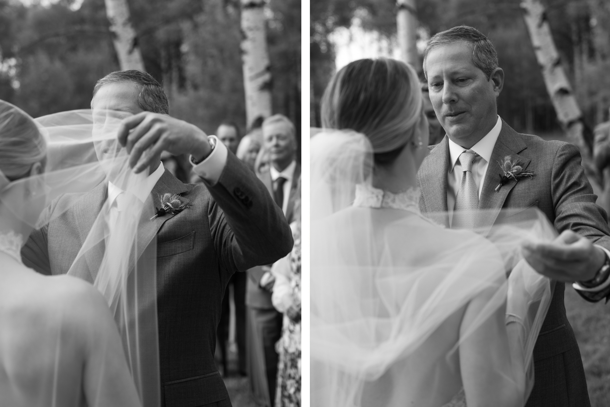 Bride and dad seeing the outfit for the first time