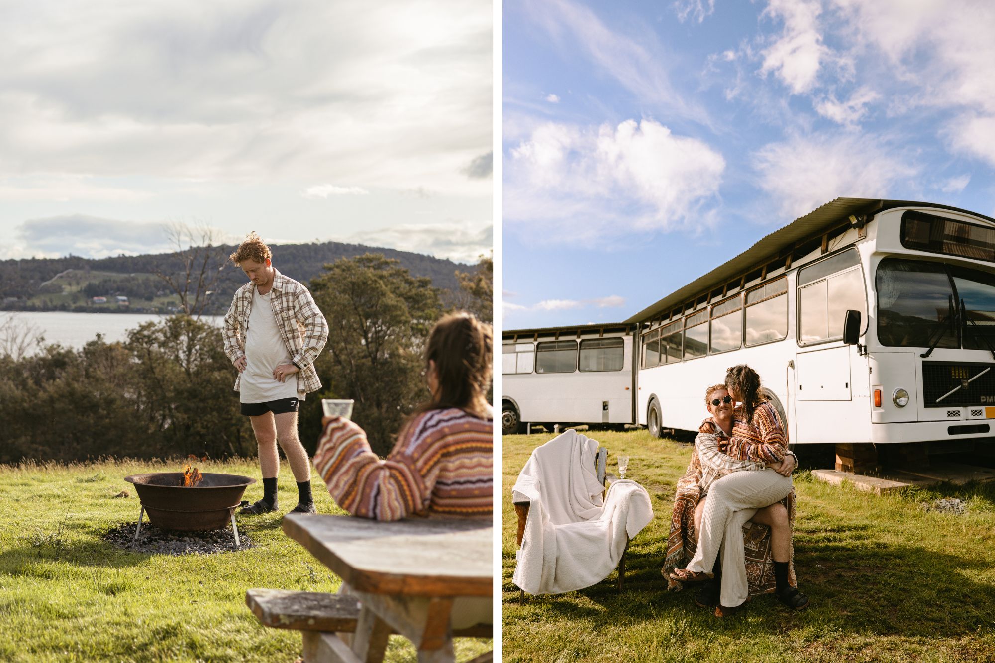 Couple in front of campervan