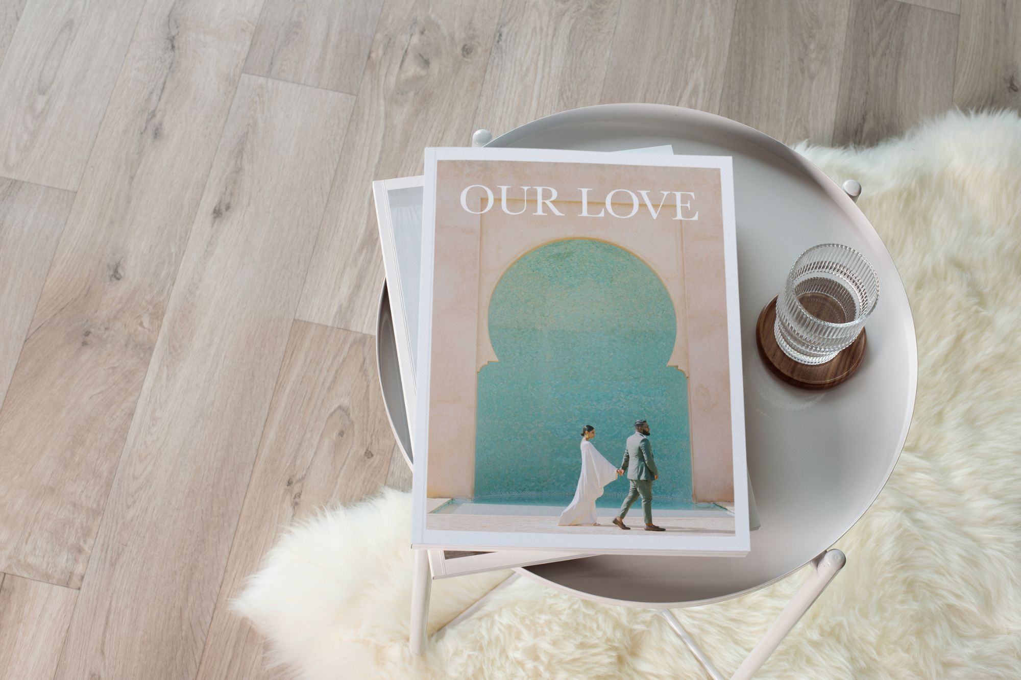 Book with photo of couple holding hands