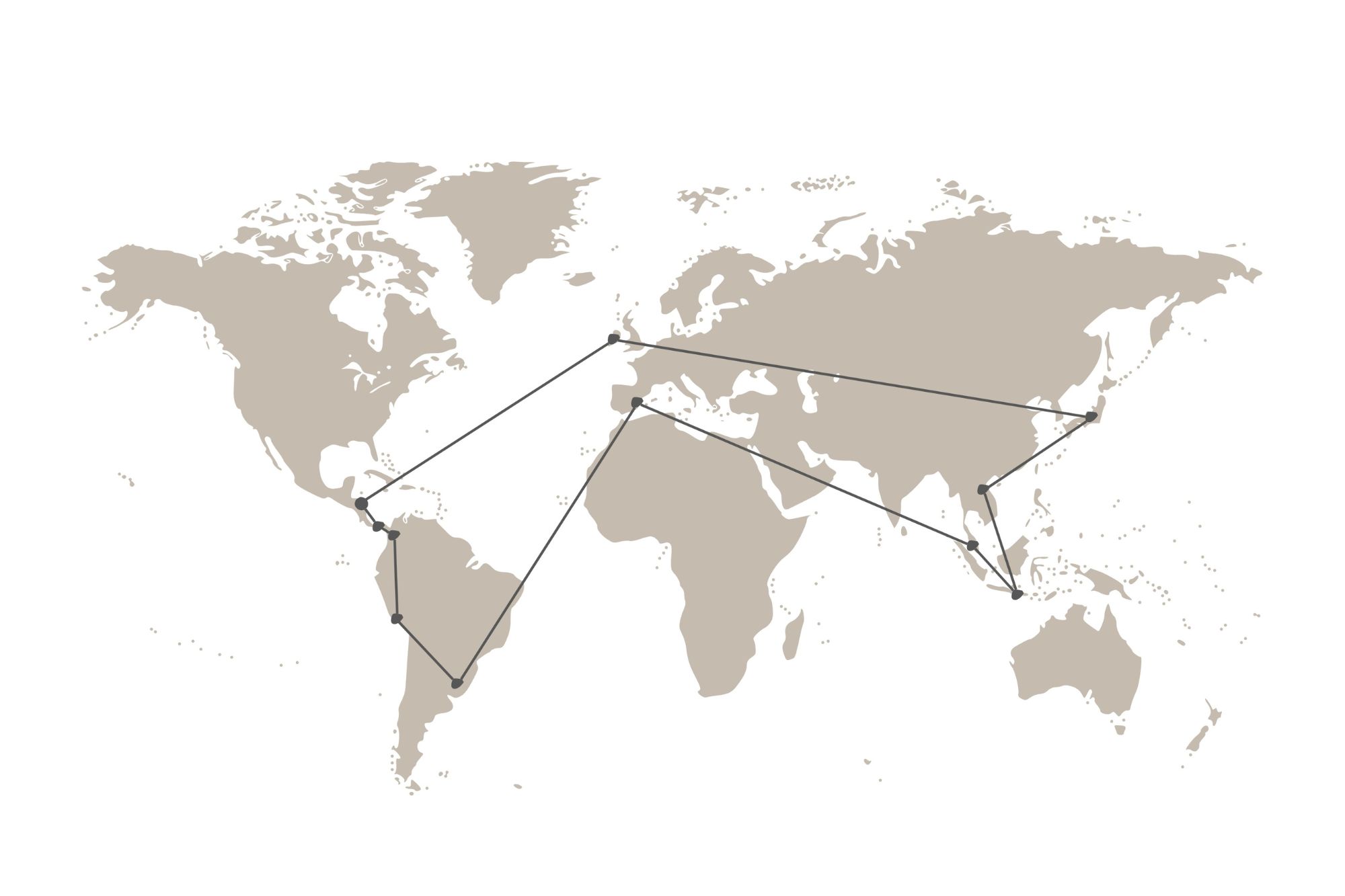 Map highlighting where couple have been