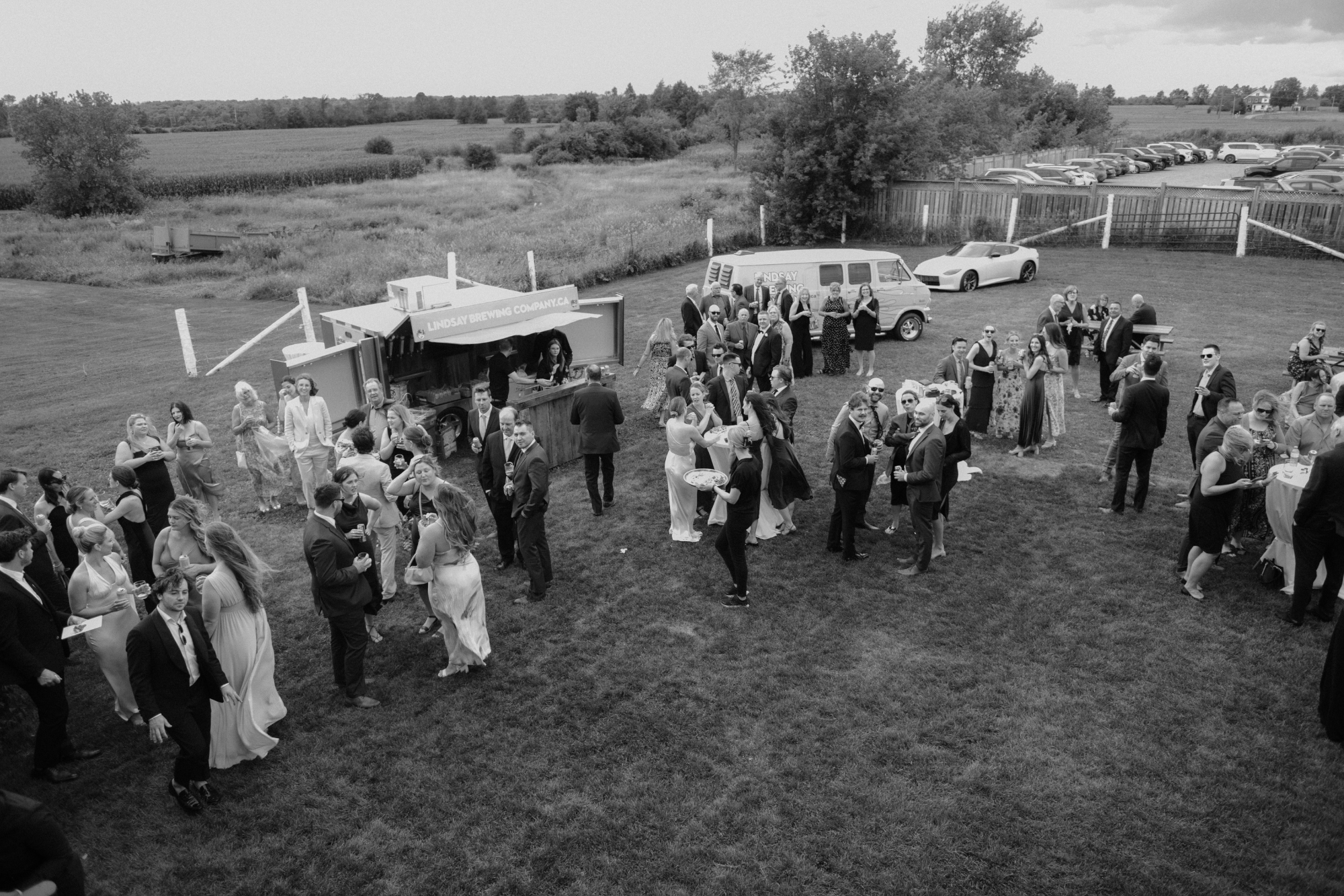 People at wedding all chatting together