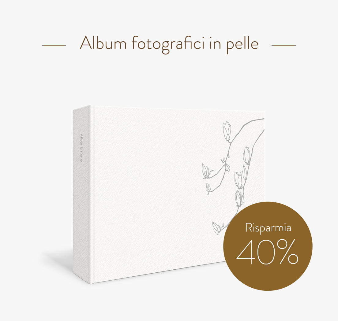 Risparmia il 40% sugli album fotografici in pelle.