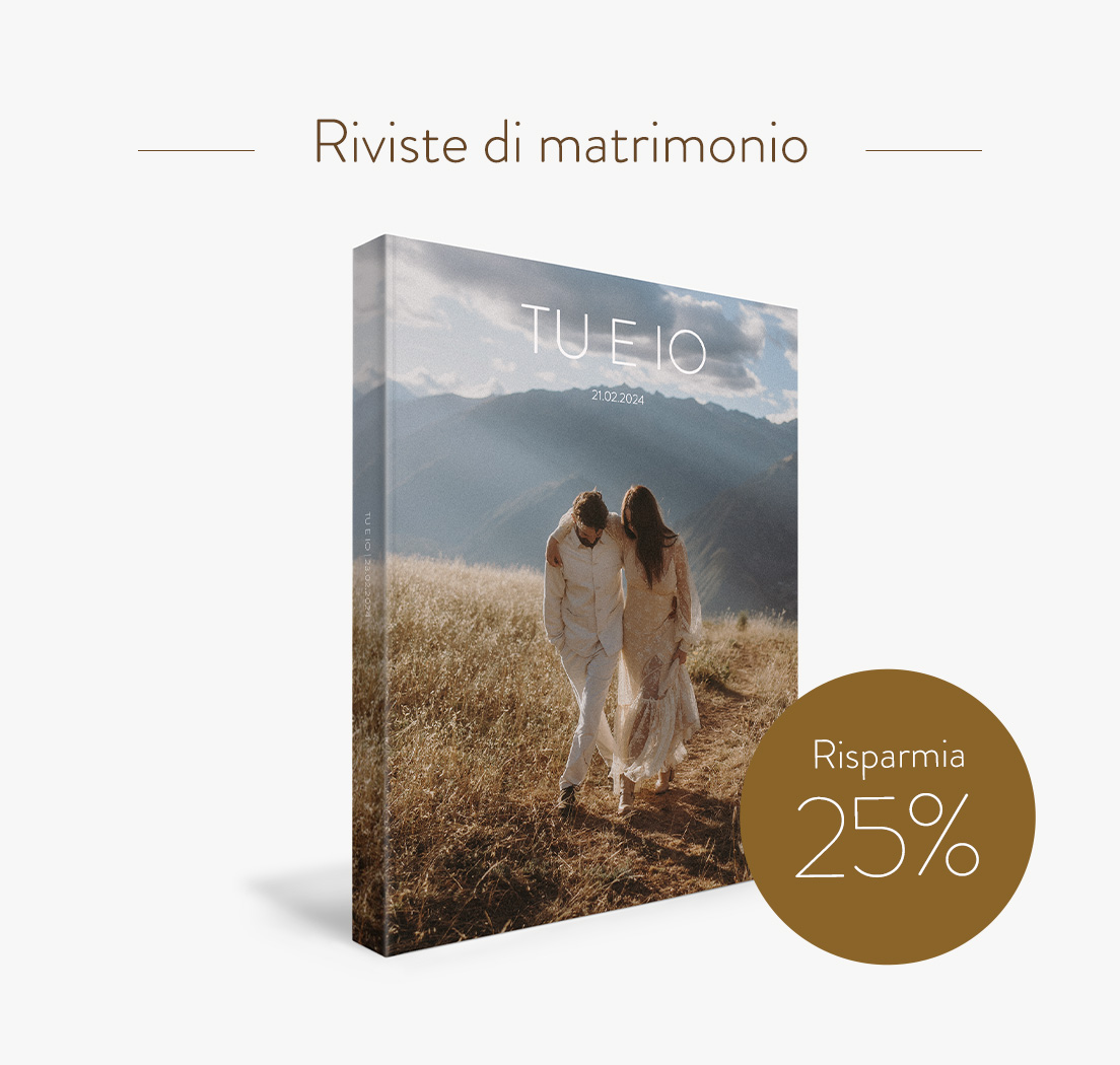 Risparmia il 25% sulle grandi riviste di matrimonio.