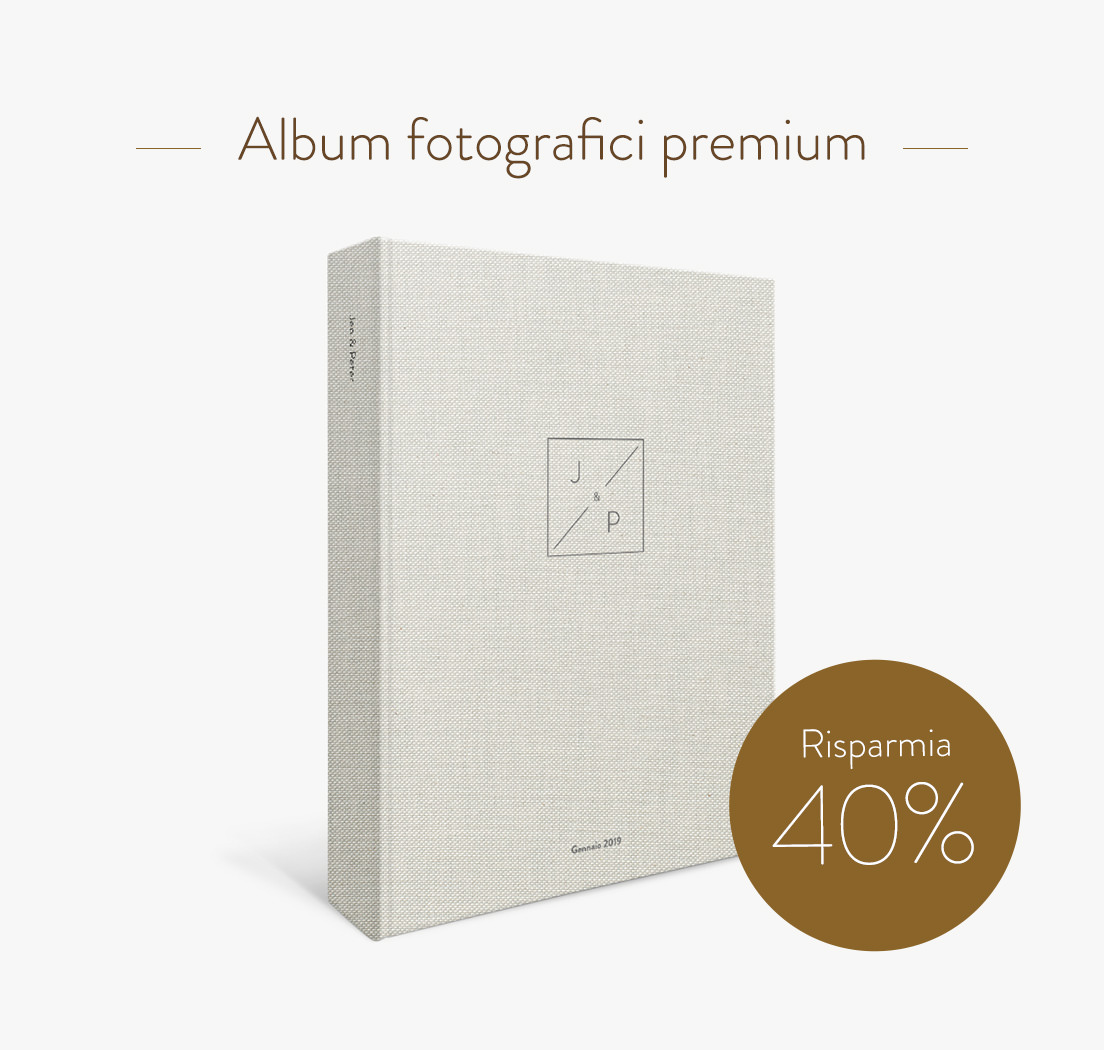 Risparmia il 40% sugli album fotografici premium.