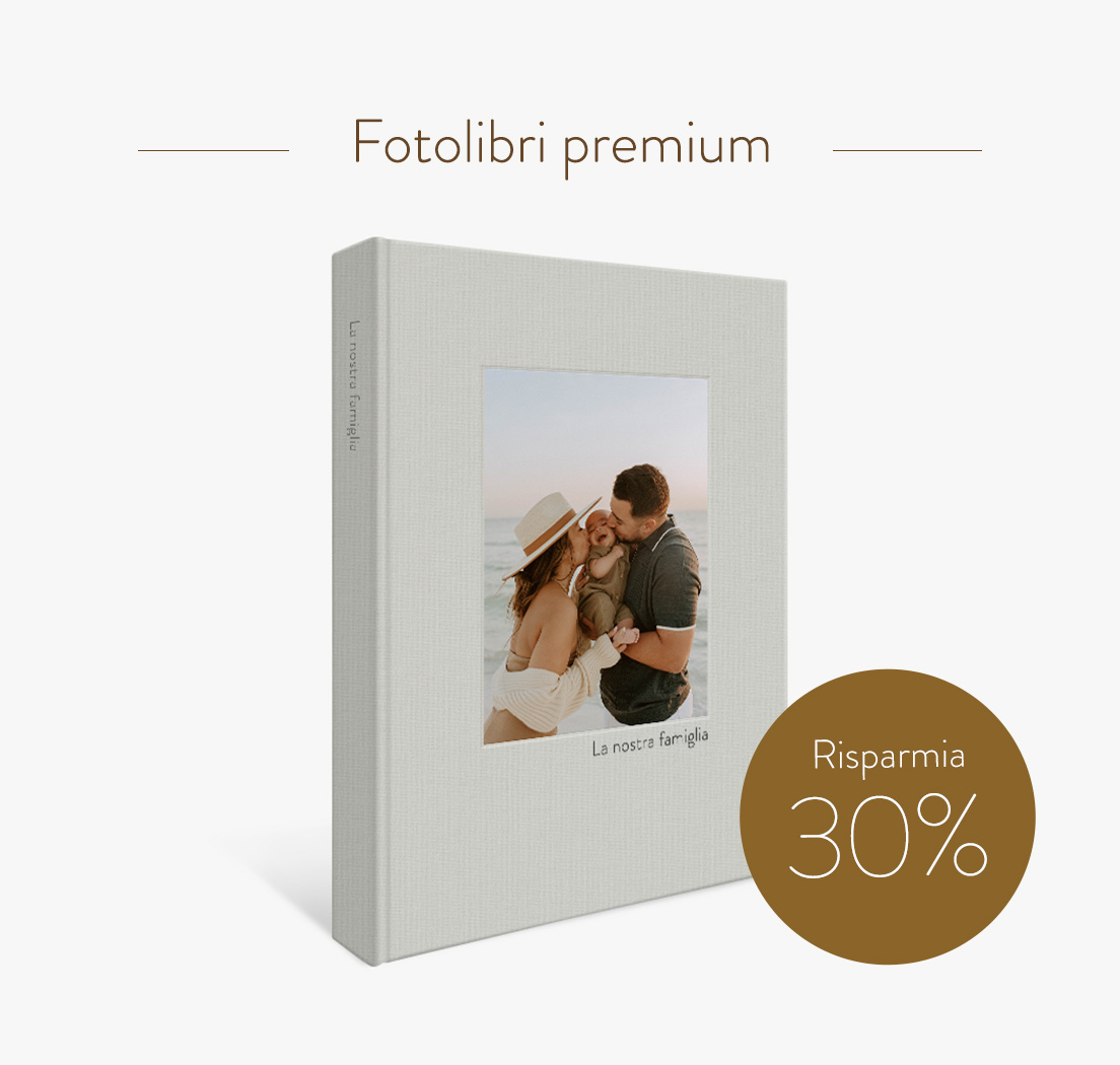Risparmia il 30% sui fotolibri premium.