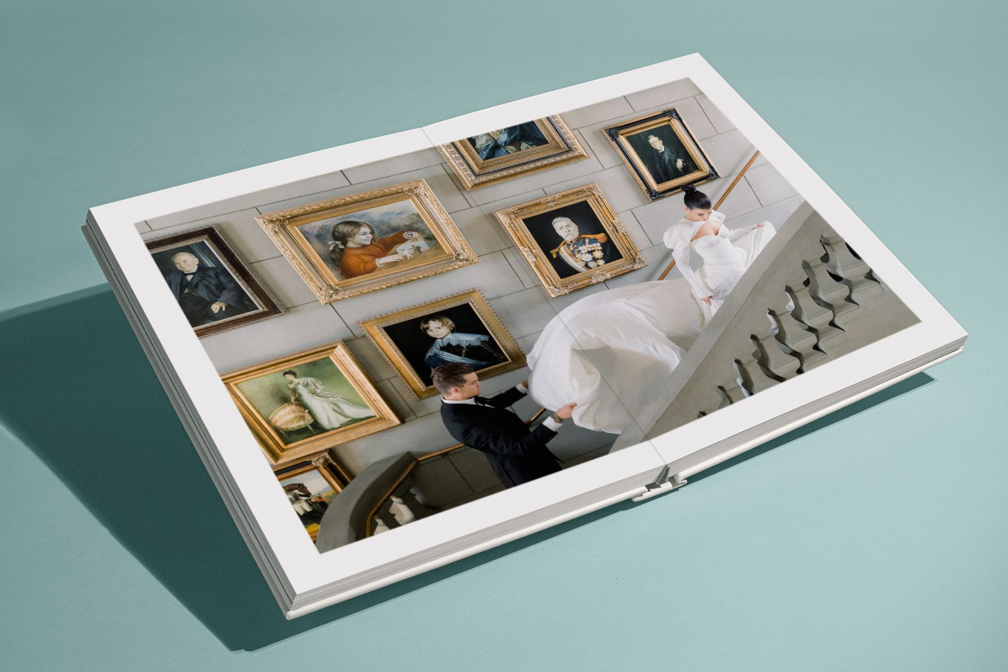 Extra Large Album with bride and groom going up the stairs