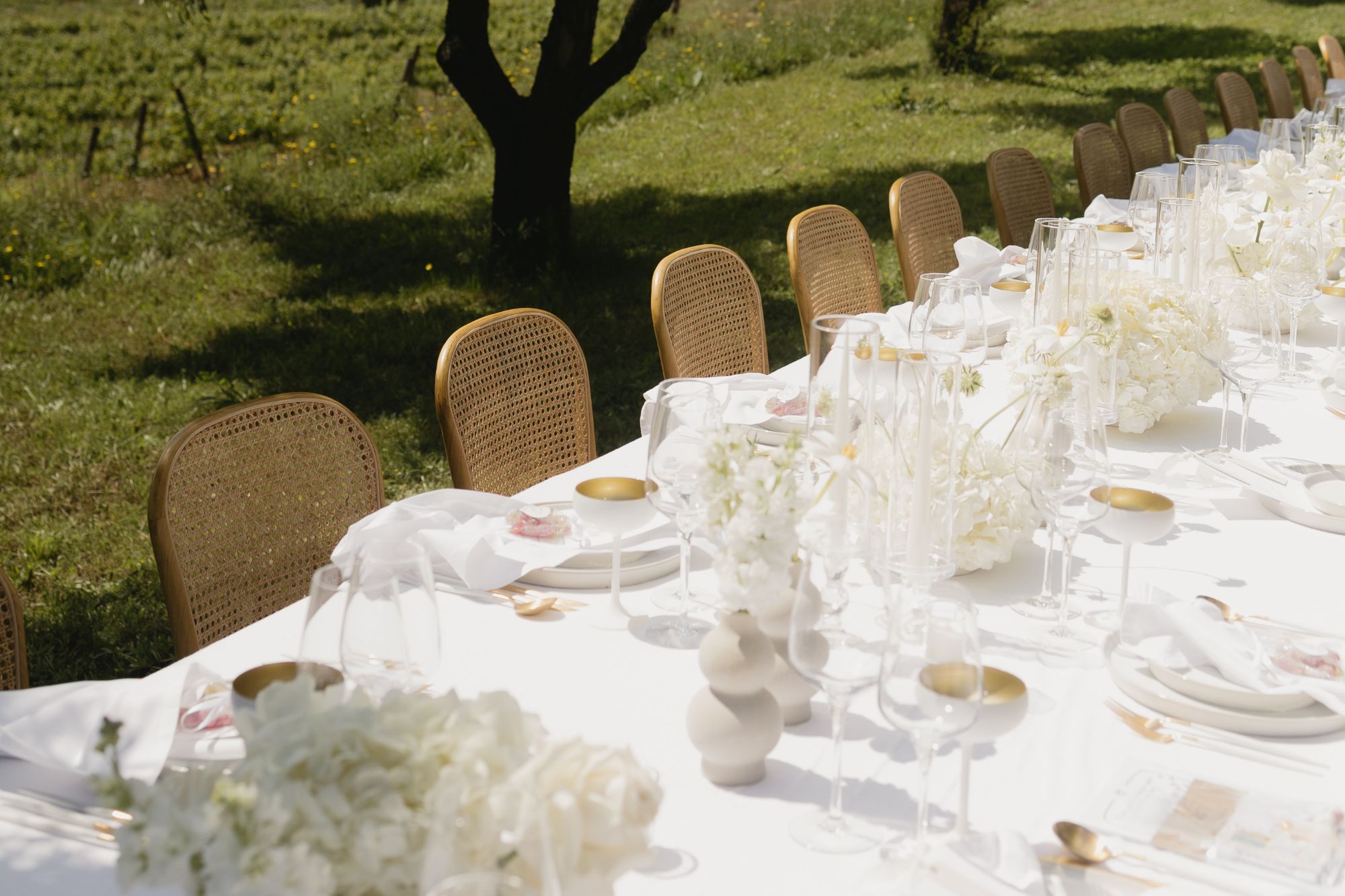 Wedding decore outside on table