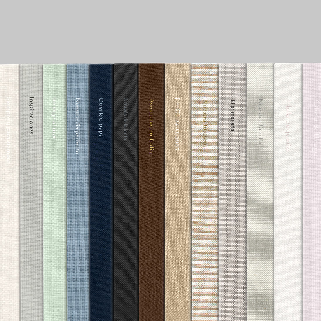 Una selección de fotolibros premium con una variedad de diseños de cubierta.