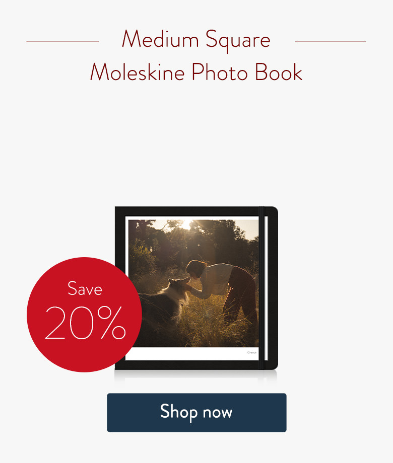 Save 20% on the Medium Square Moleskine Photo Book. Shop now.