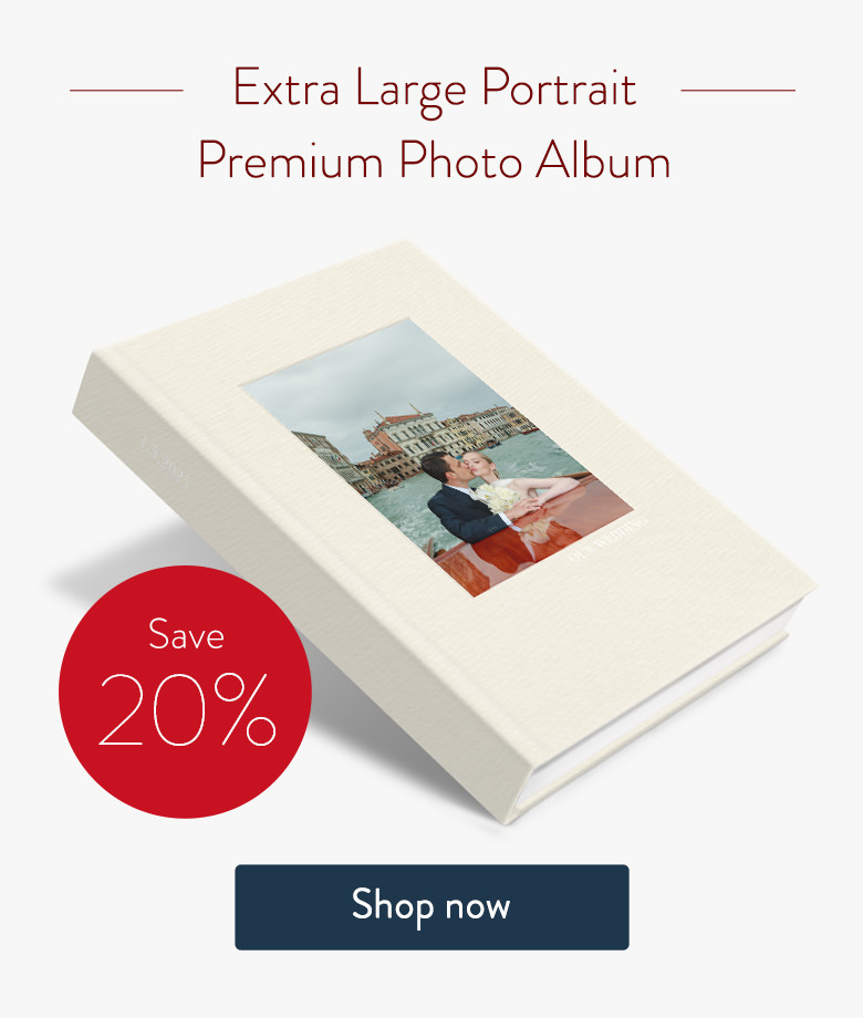Save 20% on the Extra Large Portrait Premium Photo Album. Shop now.