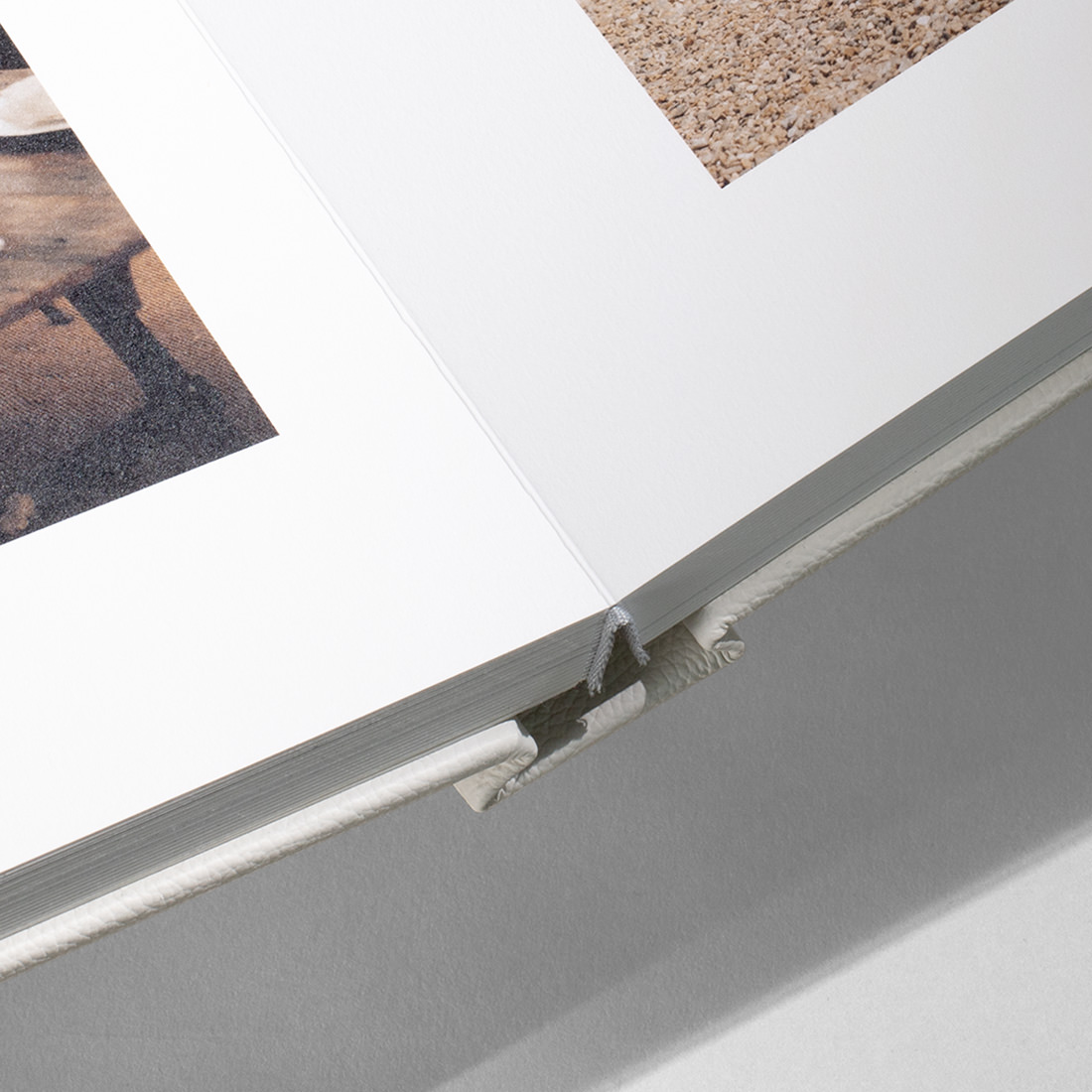 Leder-Fotoalbum Lay-flat Einband.