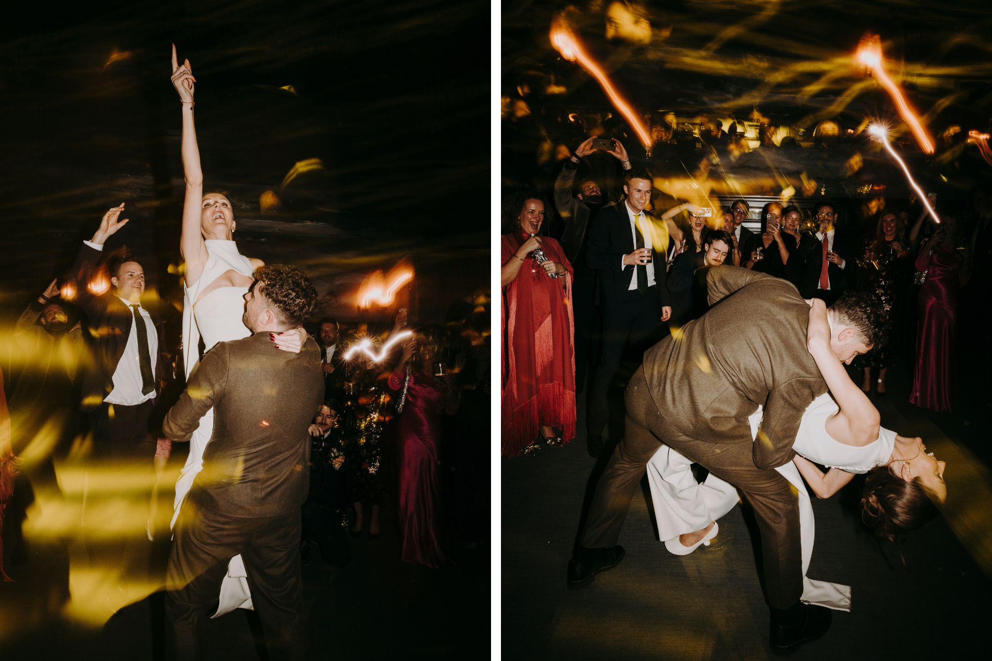 Bride and groom dancing
