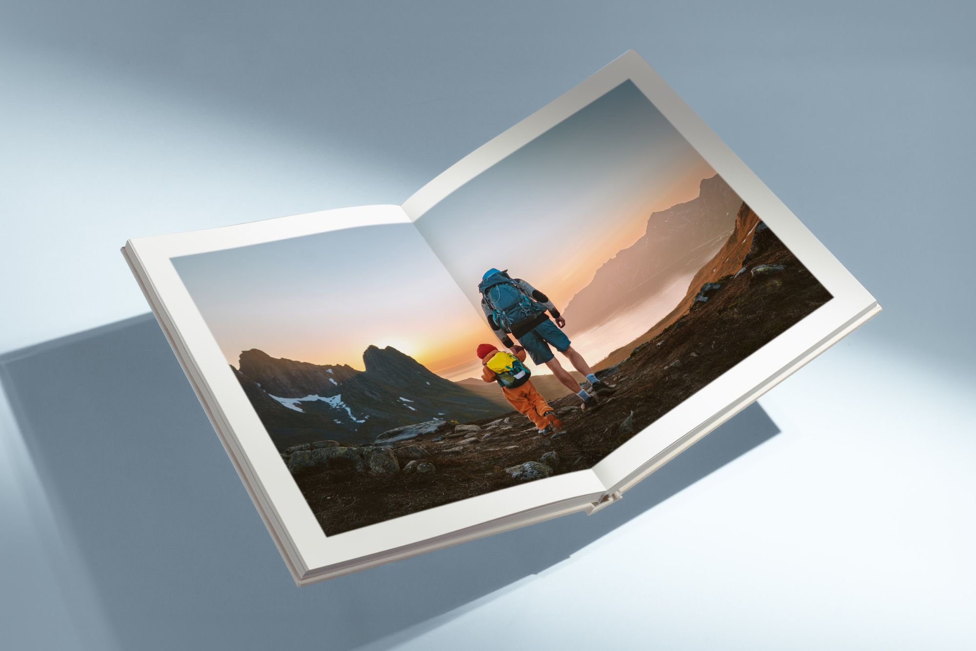 Boy and father together walking from behind