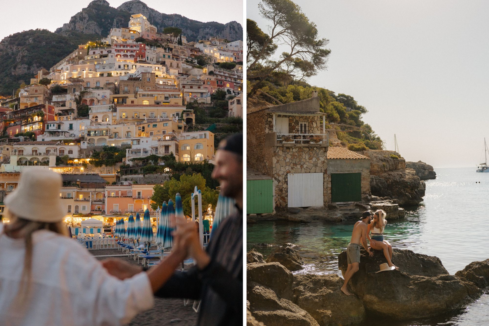 Couple dancing and couple sitting on the rock
