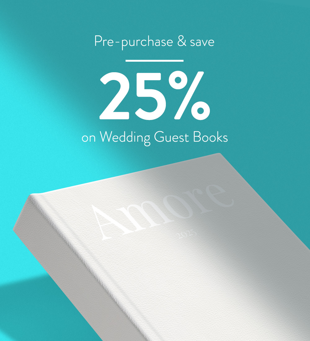 Pre-purchase and save 25% on Wedding Guest Books.