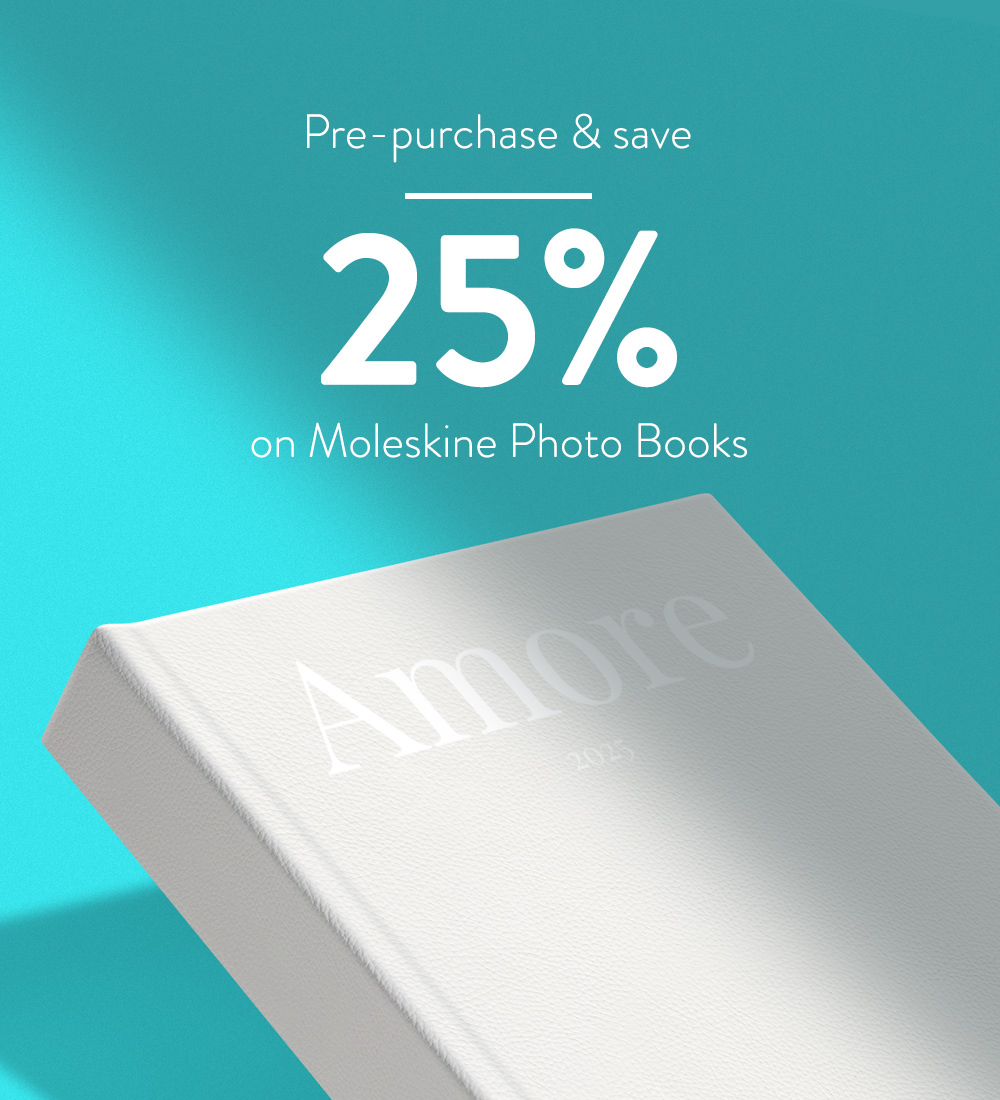 Pre-purchase and save 25% on Moleskine Photo Books.
