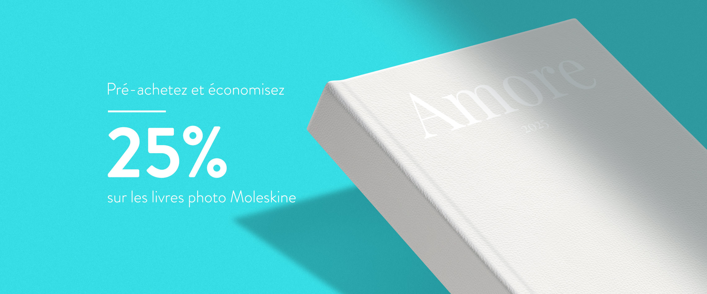 Achetez à l'avance et bénéficiez d'une réduction de 25 % sur les livres photo Moleskine.