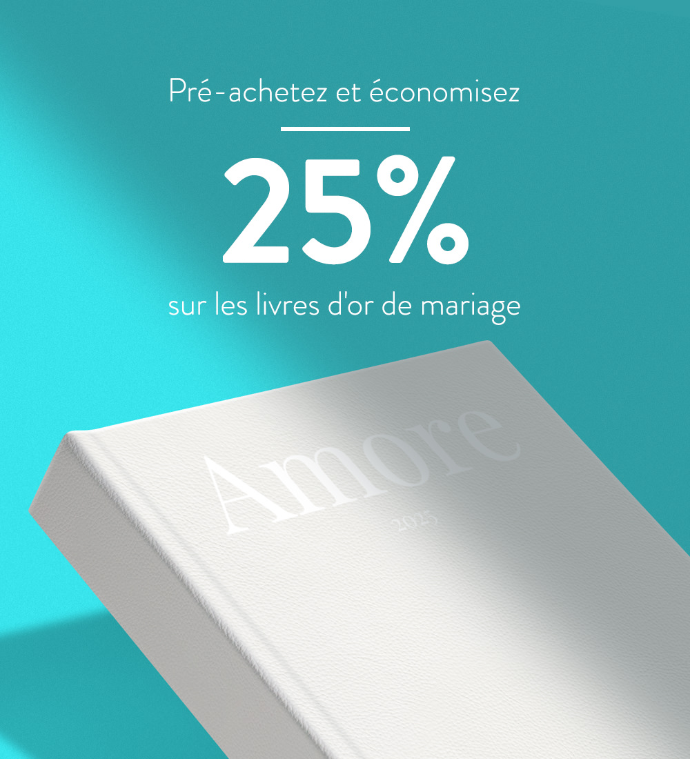 Achetez en avance et économisez 25 % sur les livres d'or de mariage.