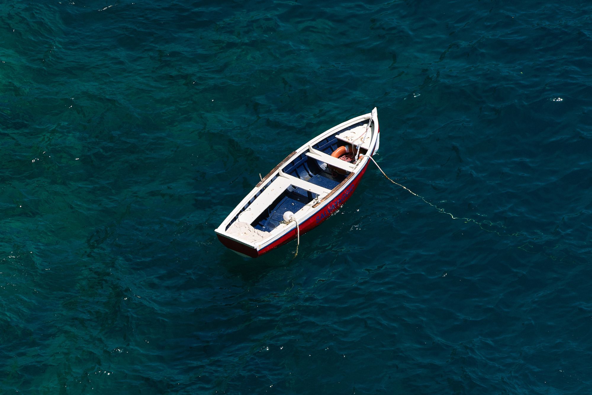 A dinghy floating in the sea