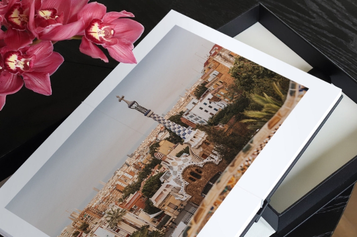 Large Landscape Premium Photo Album with photo of Paris on inside.