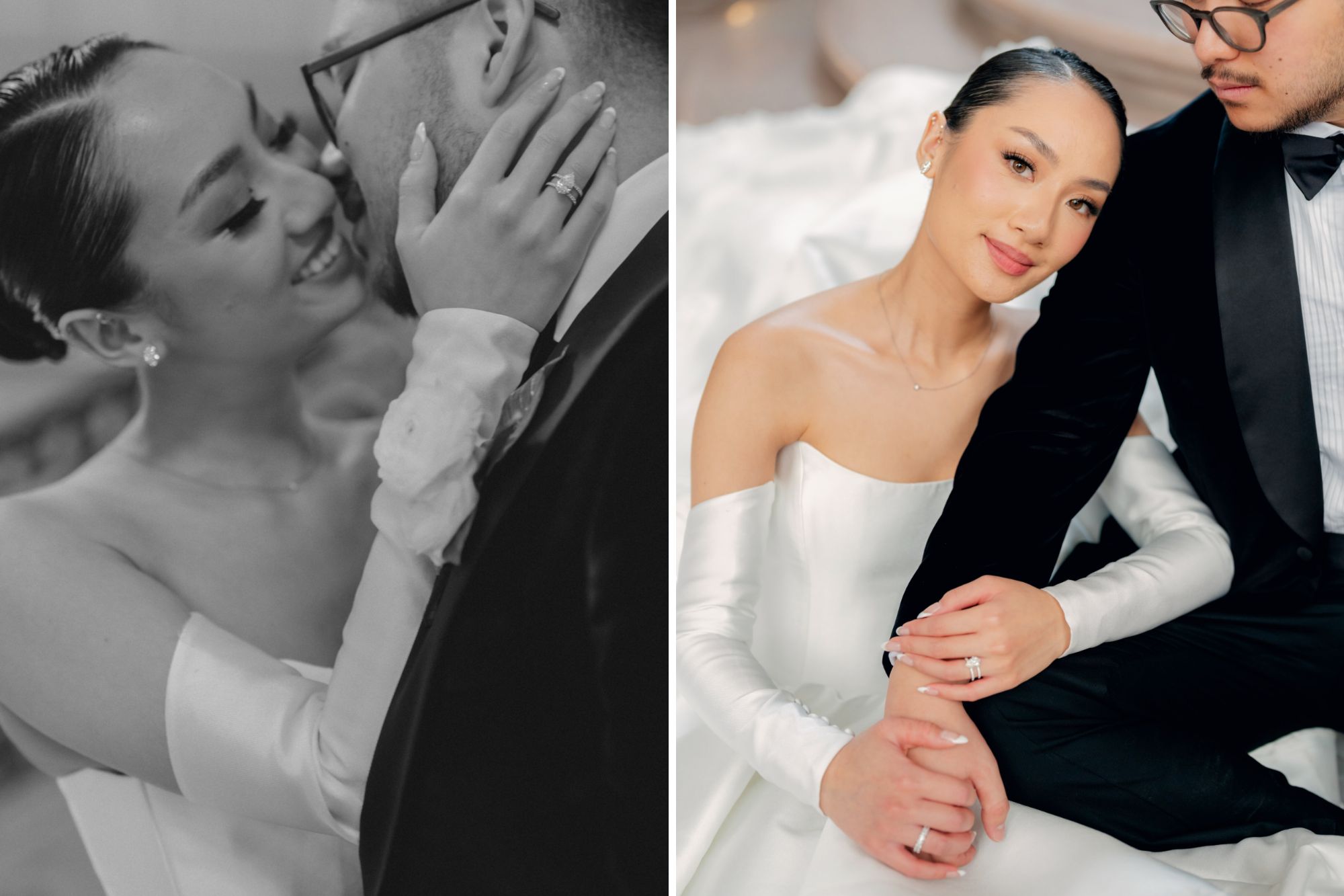 Couple kissing and holding hands