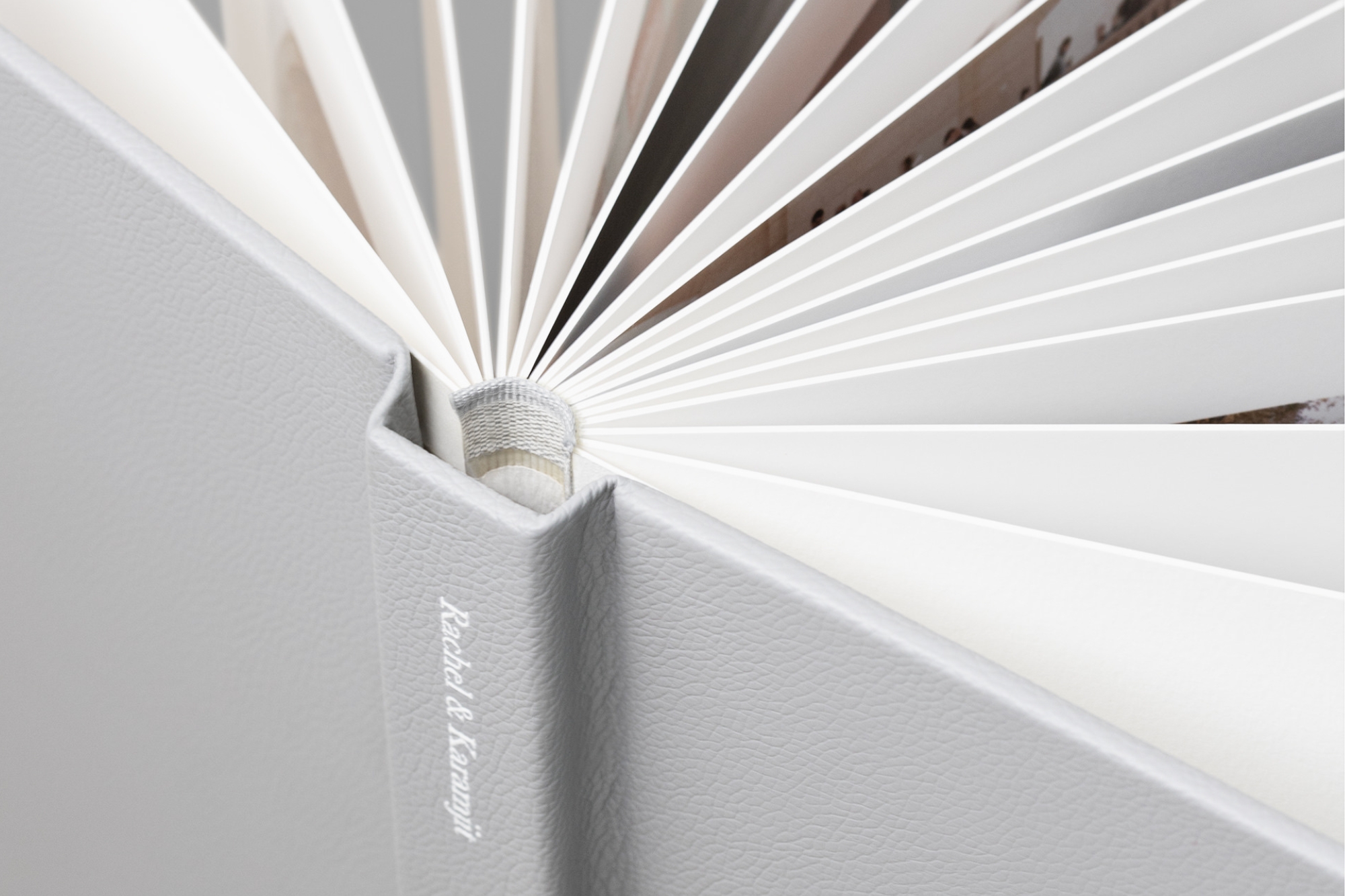 Inside of book showing binding