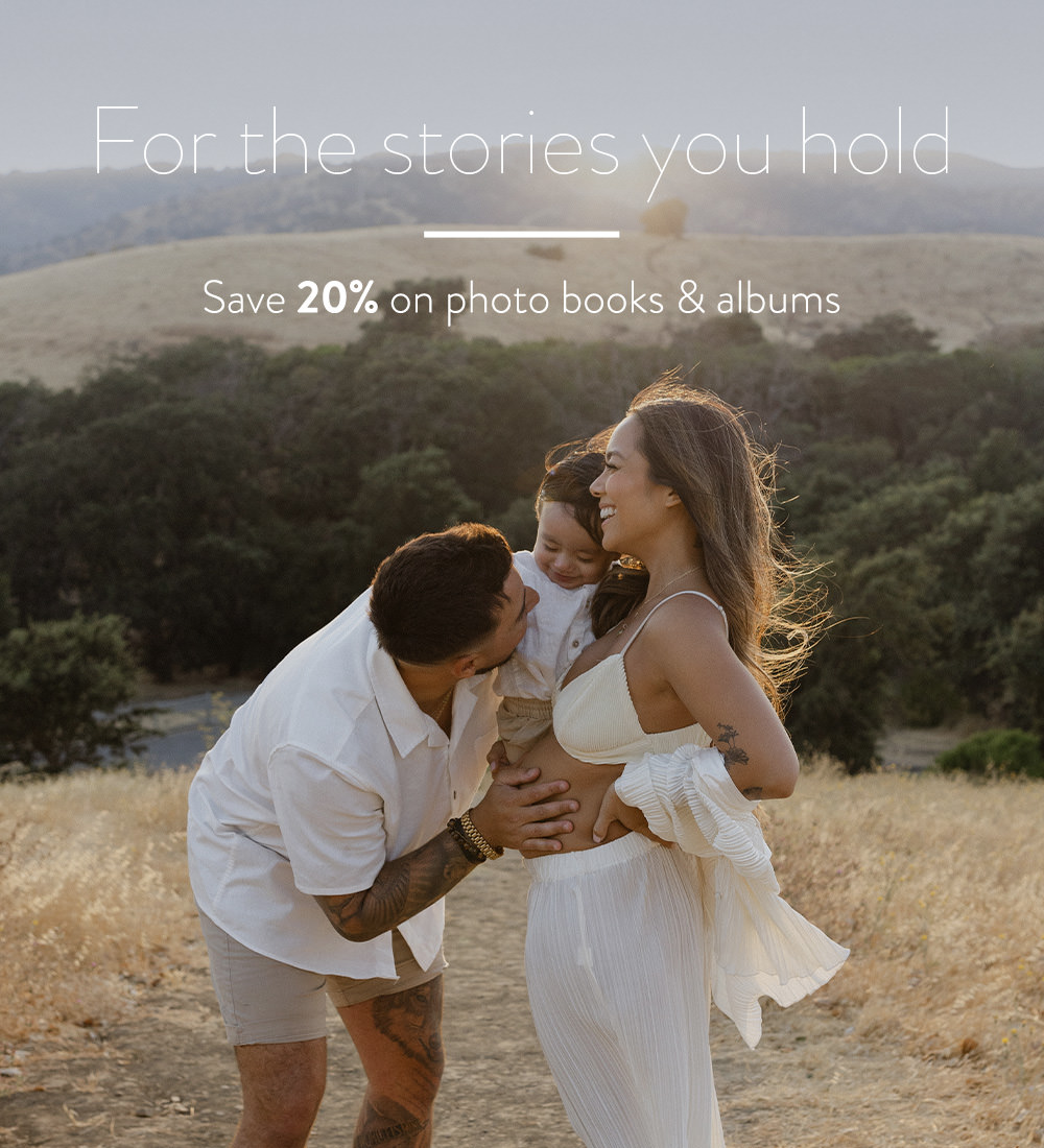 For the stories you hold, and the ones about to unfold. Save 20% on photo books and albums.