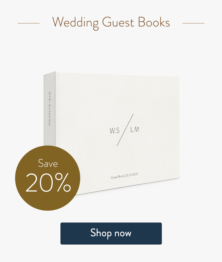 Save 20% on Wedding Guest Books. Shop now.