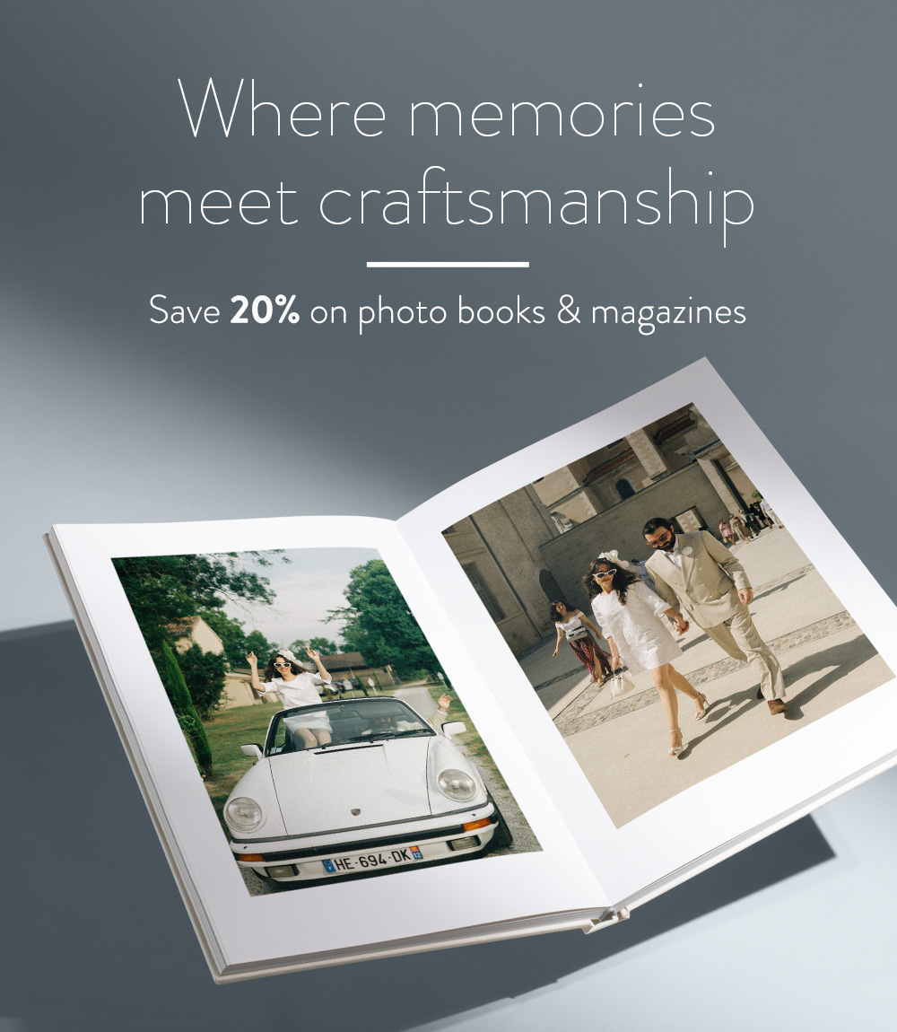 Where memories meet craftsmanship. Save 20% on photo books and magazines.