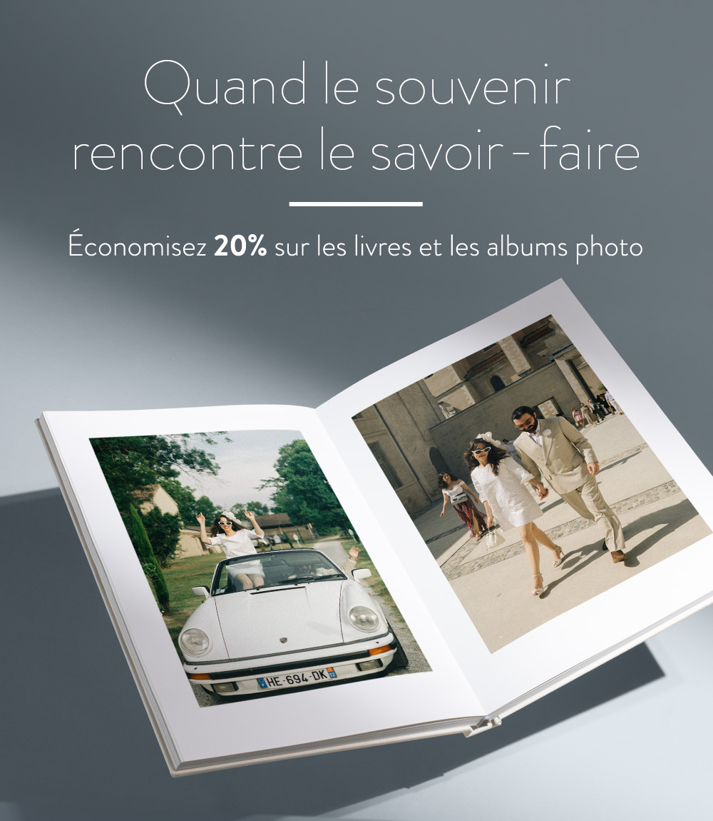 Economisez 20% sur les livres photo.