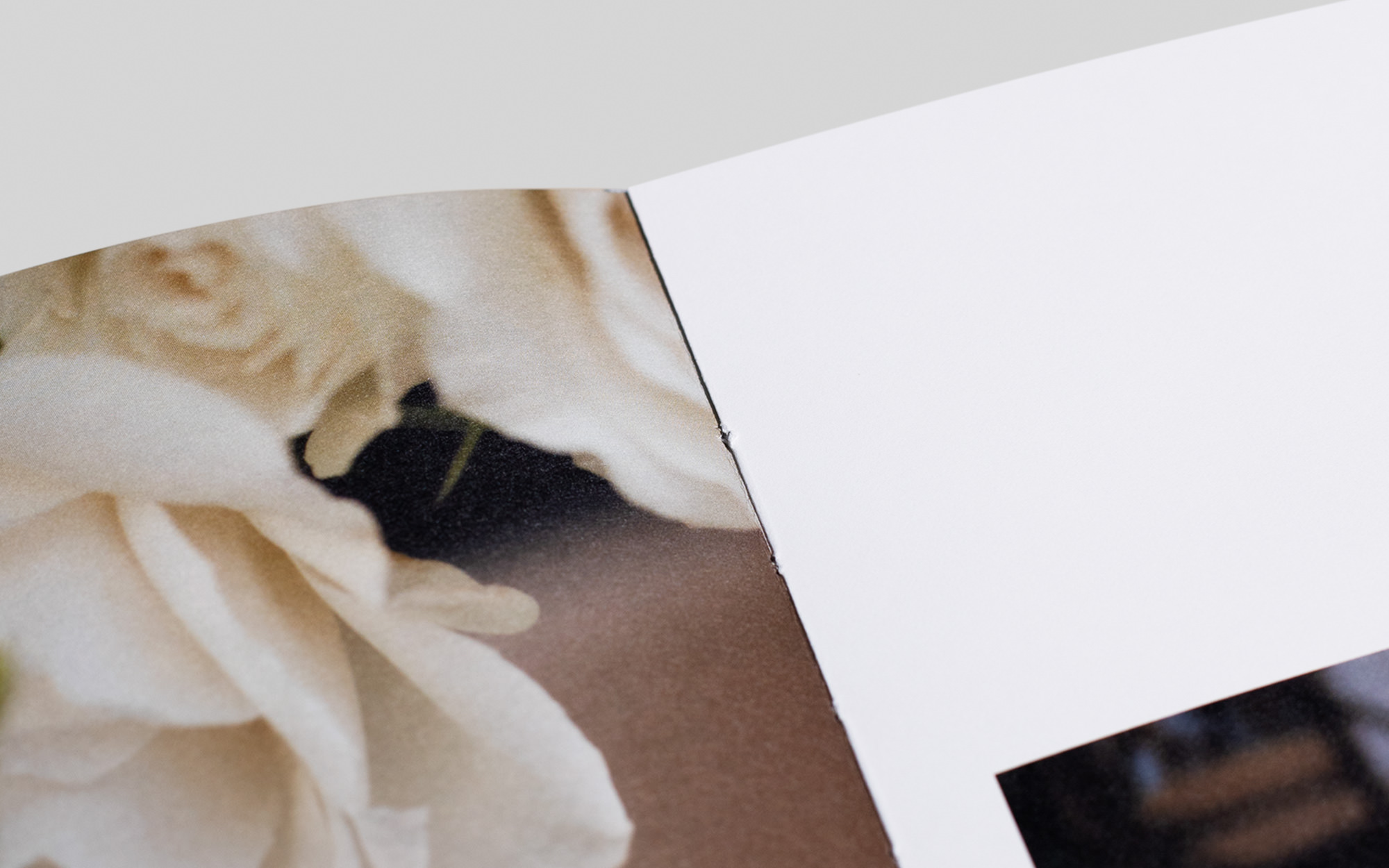 Nahaufnahme des Falzes der Fotobuchseiten