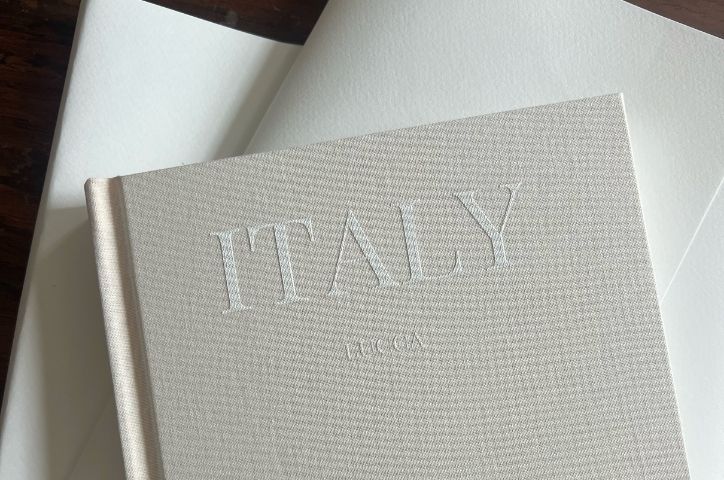 Close up of viral Italy Photo Book cover design.