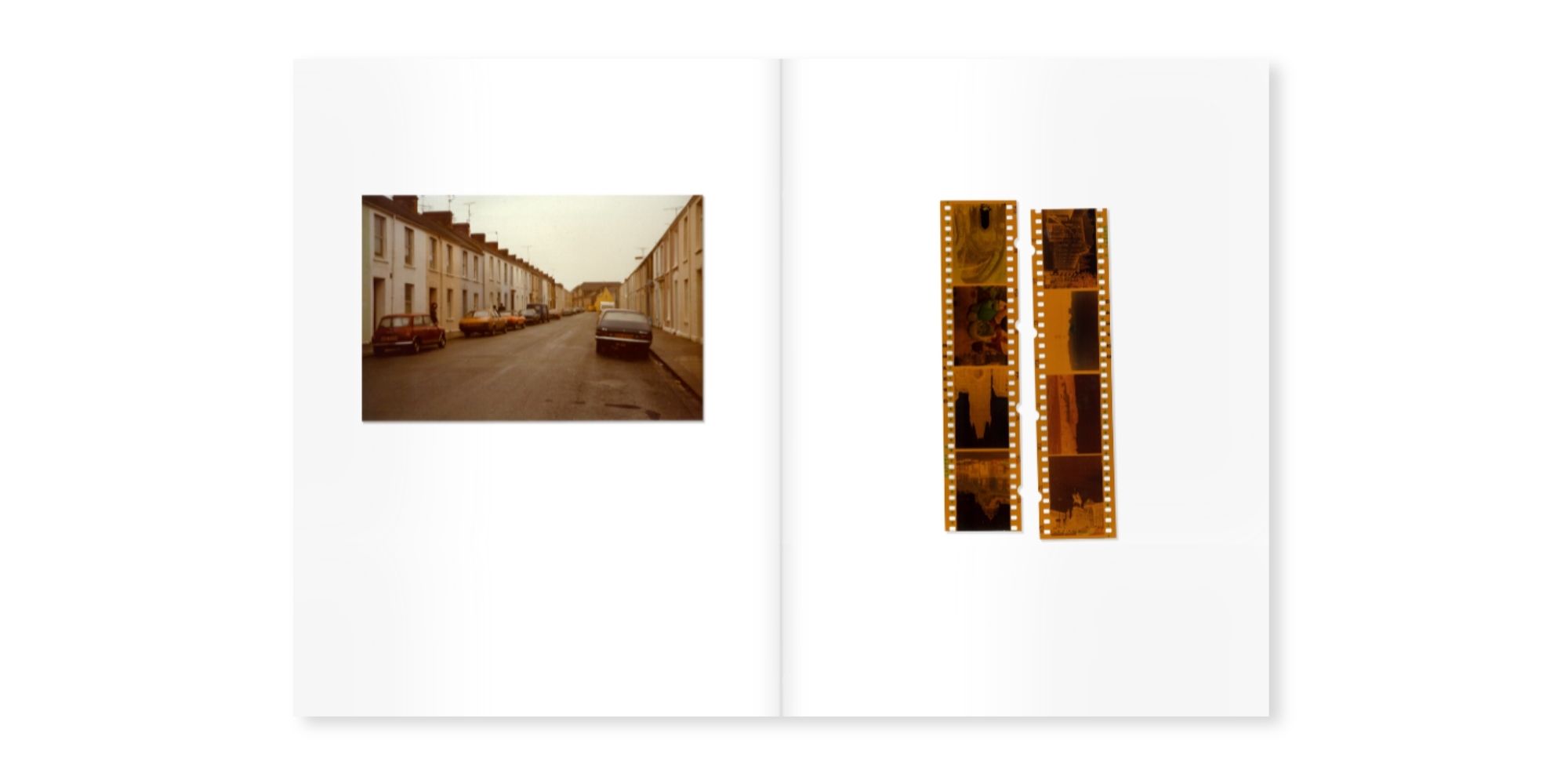 Photo book with old scanned photos and photo negatives