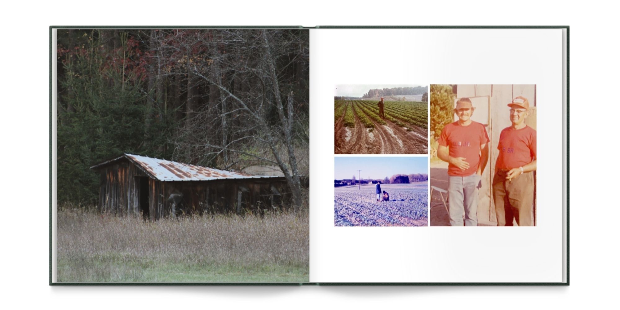 open photo book with old scanned film photos