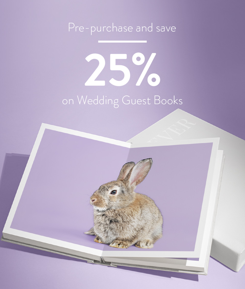 Pre-purchase and save 25% on Wedding Guest Books.