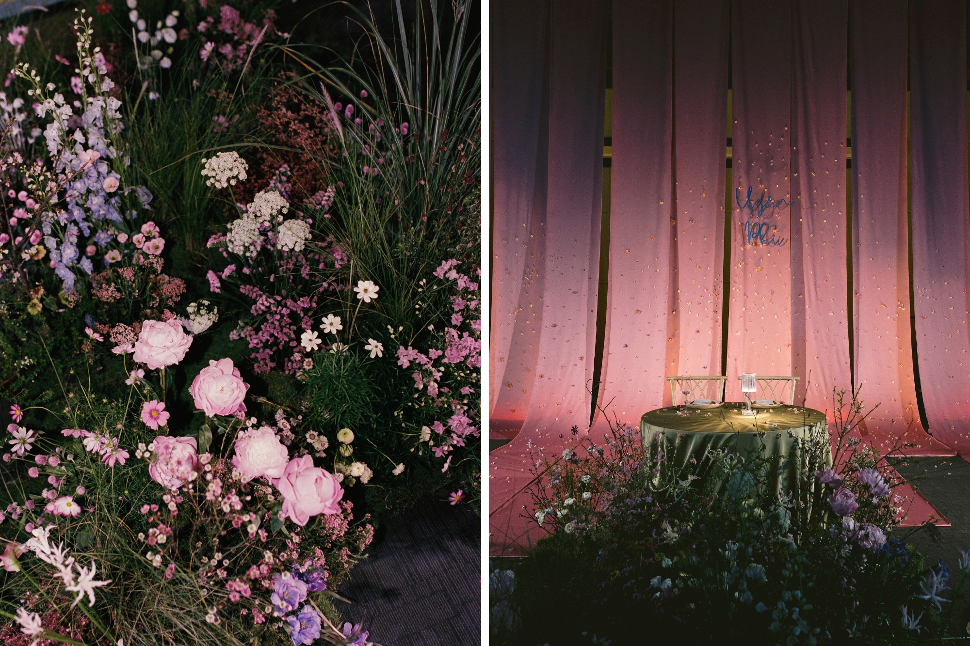 purple florals from wedding